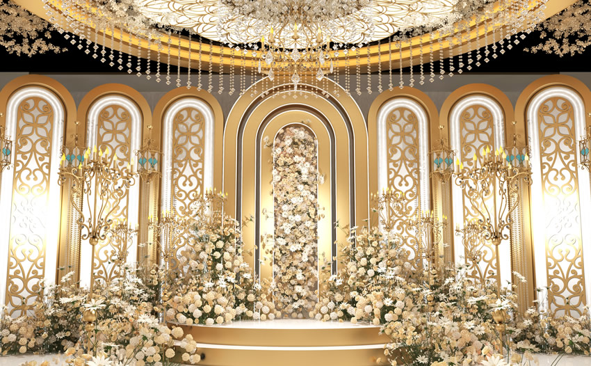 昭化香槟色调婚礼堂效果展示